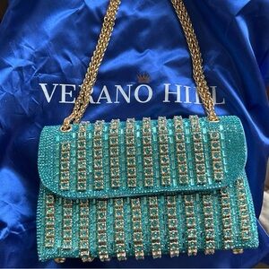 Verano Hill Turquoise and Gold Embellished Clutch